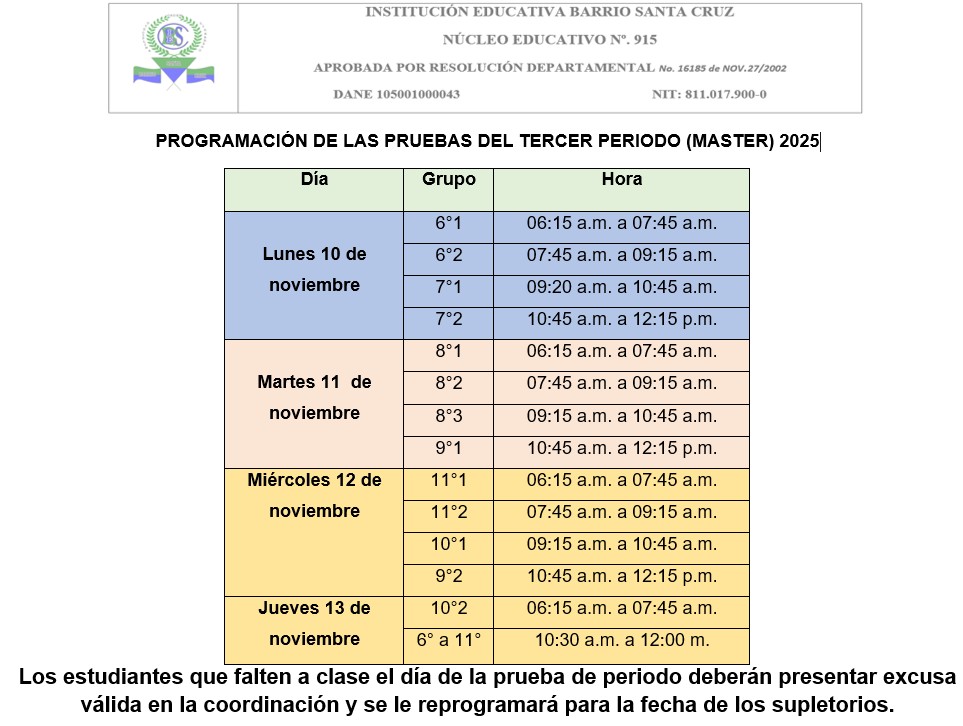 Pruebas del tercer periodo
